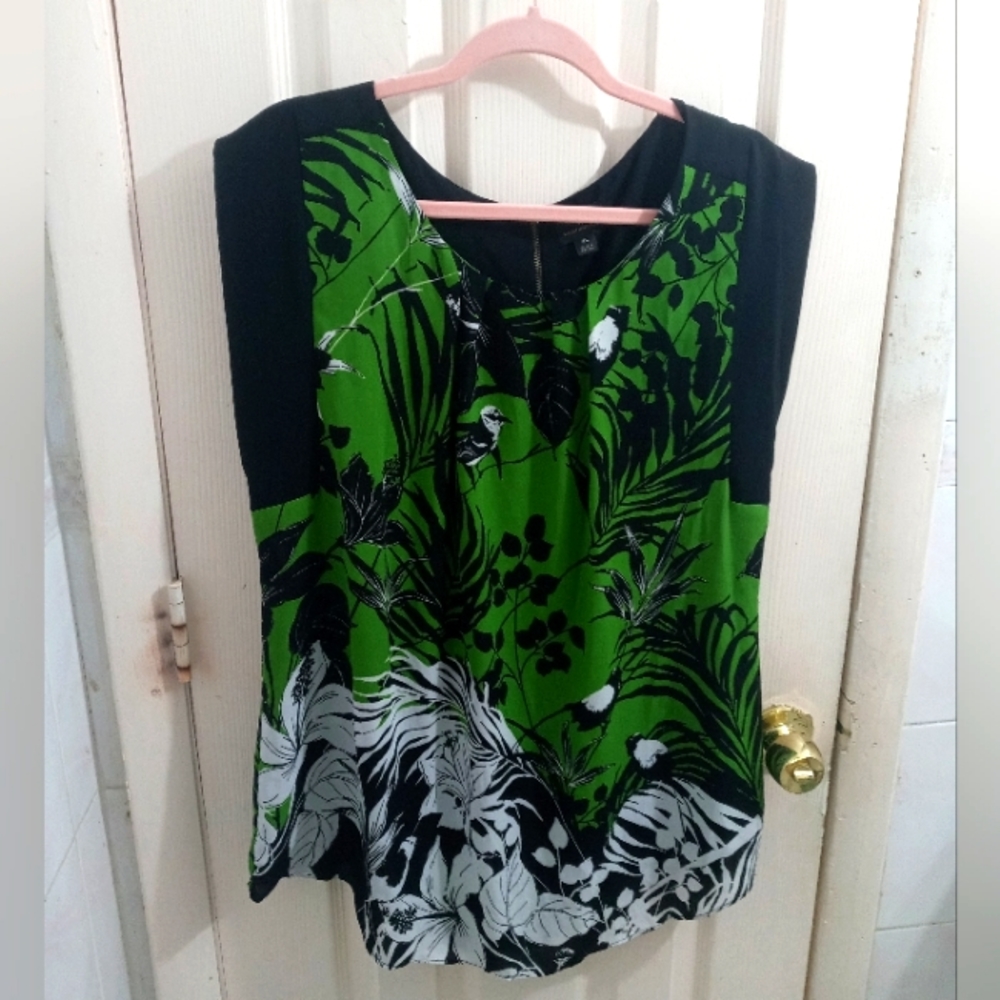 Worthington Bird Floral Arty Round Neck Top Size XL